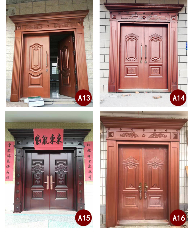 定制甲级锌合金别墅对开门进户门防盗门农村自建房大门非标门四开(图13)