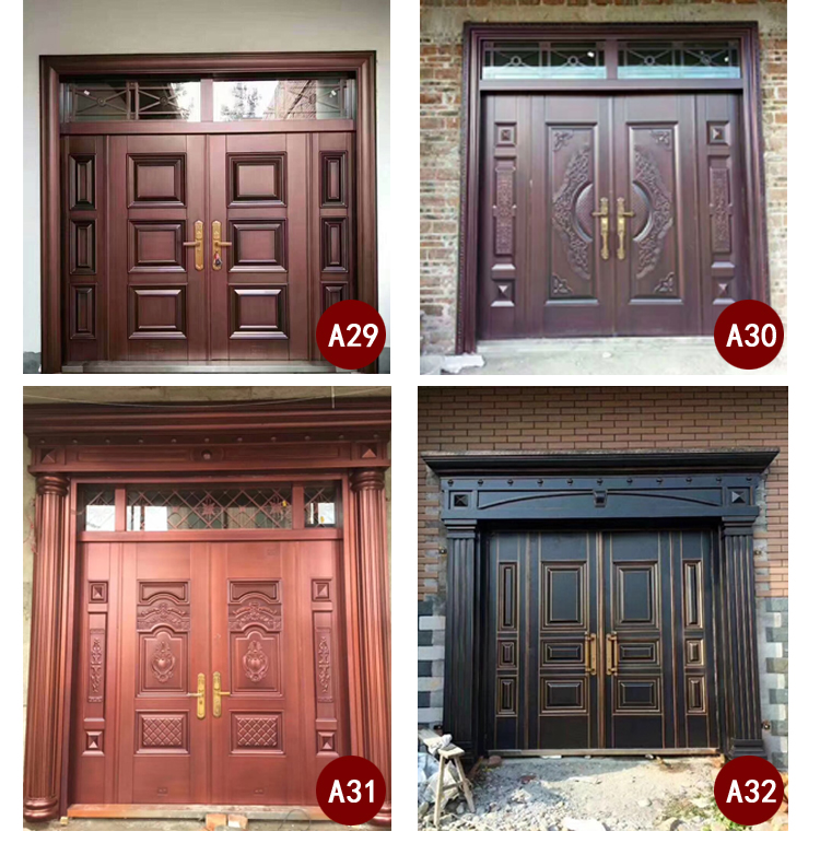 定制甲级锌合金别墅对开门进户门防盗门农村自建房大门非标门四开(图17)