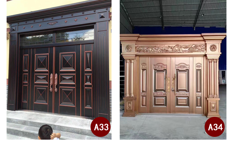 定制甲级锌合金别墅对开门进户门防盗门农村自建房大门非标门四开(图18)