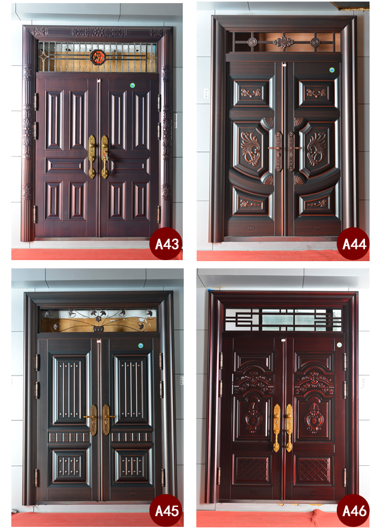 定制甲级锌合金别墅对开门进户门防盗门农村自建房大门非标门四开(图21)