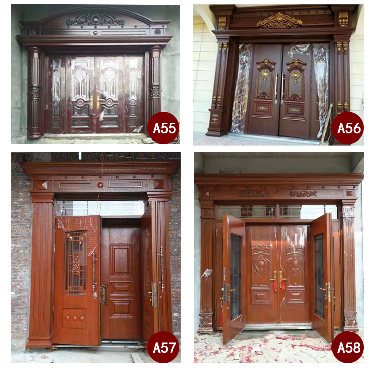 定制甲级锌合金别墅对开门进户门防盗门农村自建房大门非标门四开(图24)