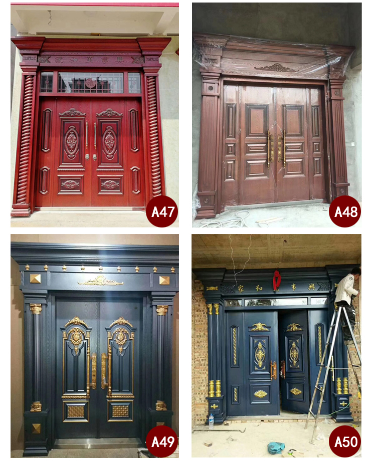 定制甲级锌合金别墅对开门进户门防盗门农村自建房大门非标门四开(图22)