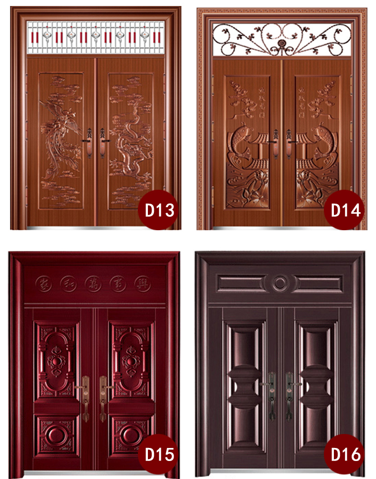定制甲级锌合金别墅对开门进户门防盗门农村自建房大门非标门四开(图30)