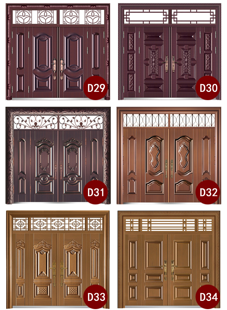 定制甲级锌合金别墅对开门进户门防盗门农村自建房大门非标门四开(图34)