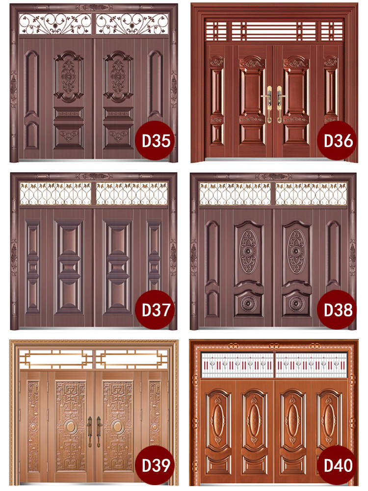 定制甲级锌合金别墅对开门进户门防盗门农村自建房大门非标门四开(图35)