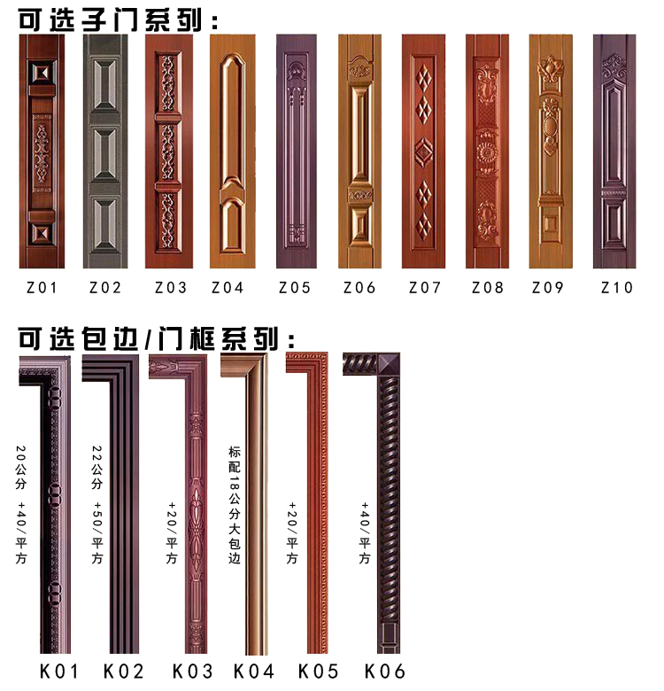 定制甲级锌合金别墅对开门进户门防盗门农村自建房大门非标门四开(图41)