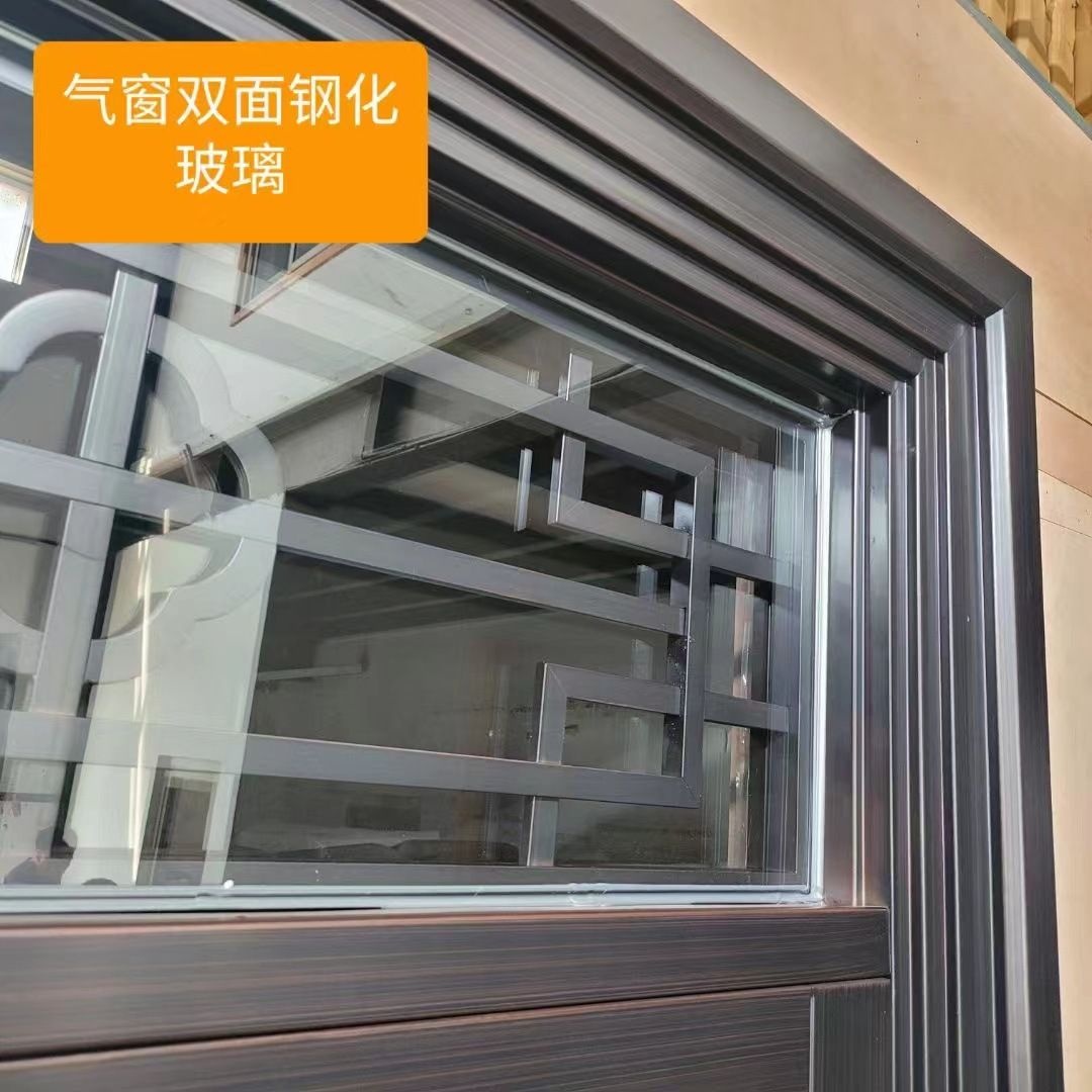 甲级防盗门非标门带气窗锌合金户外防晒仿铜漆单门子母大门通风门(图7)