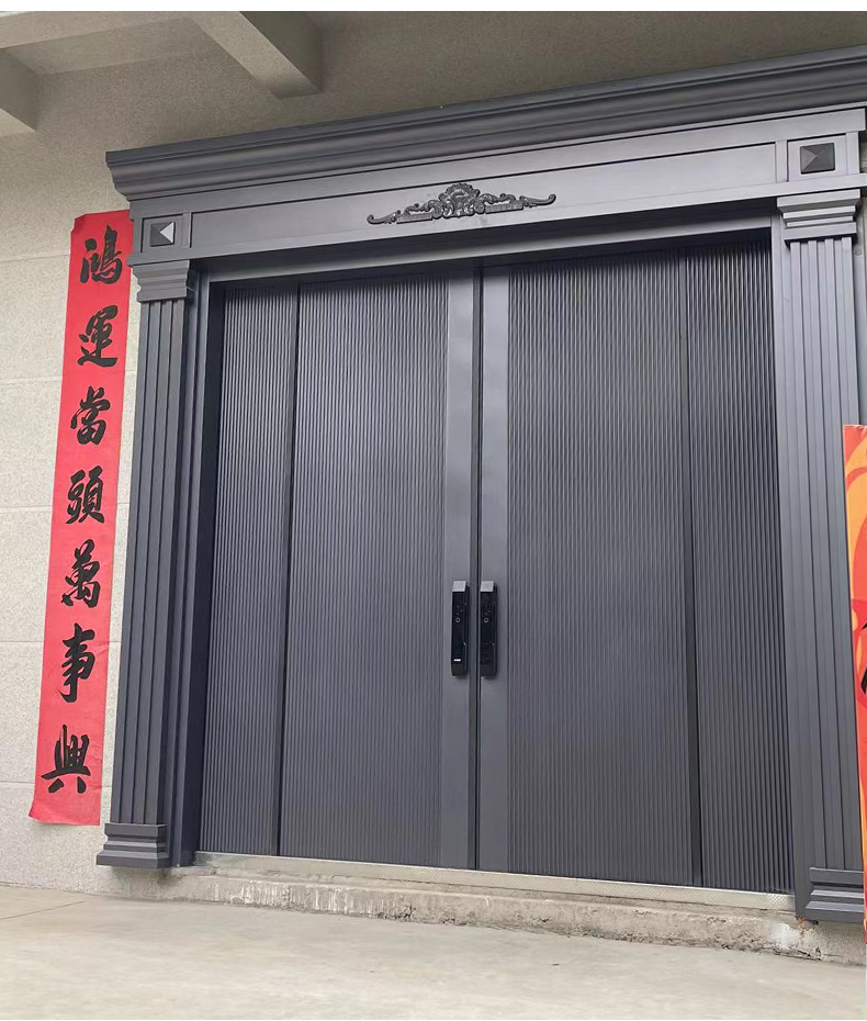 别墅大门铸铝门防盗门甲级锌合金入户门卡门农村自建房铜门非标门(图7)
