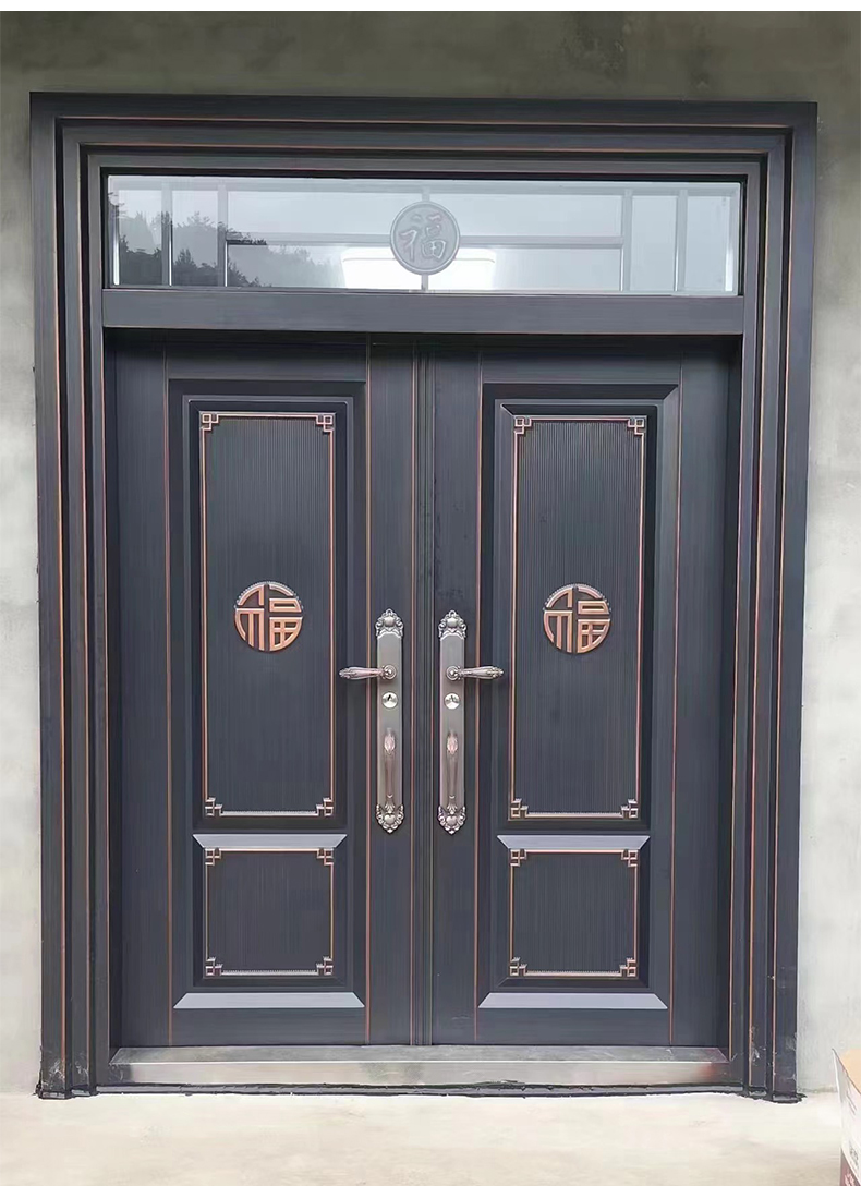 别墅大门铸铝门防盗门甲级锌合金入户门卡门农村自建房铜门非标门(图12)