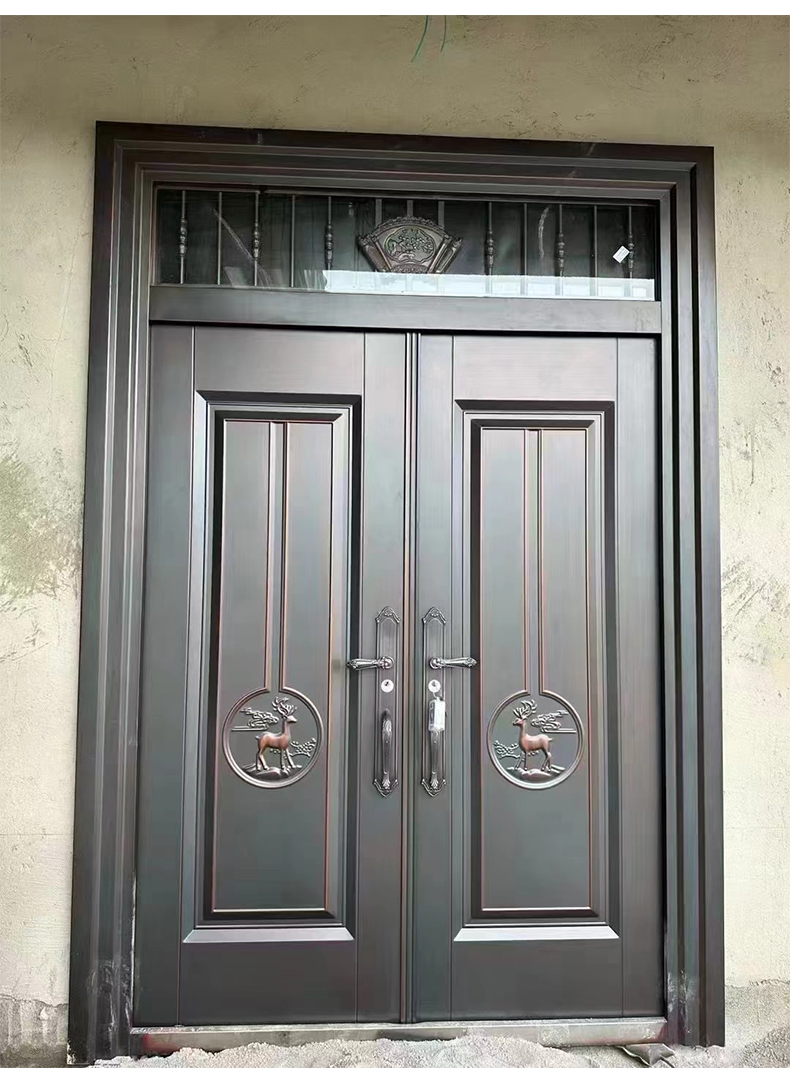 别墅大门铸铝门防盗门甲级锌合金入户门卡门农村自建房铜门非标门(图13)