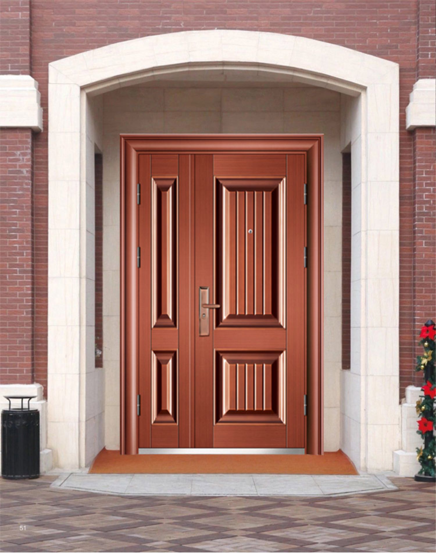 永康非标大门别墅农村钢质进户家用双开防盗钢制仿铜工程门安全门(图5)