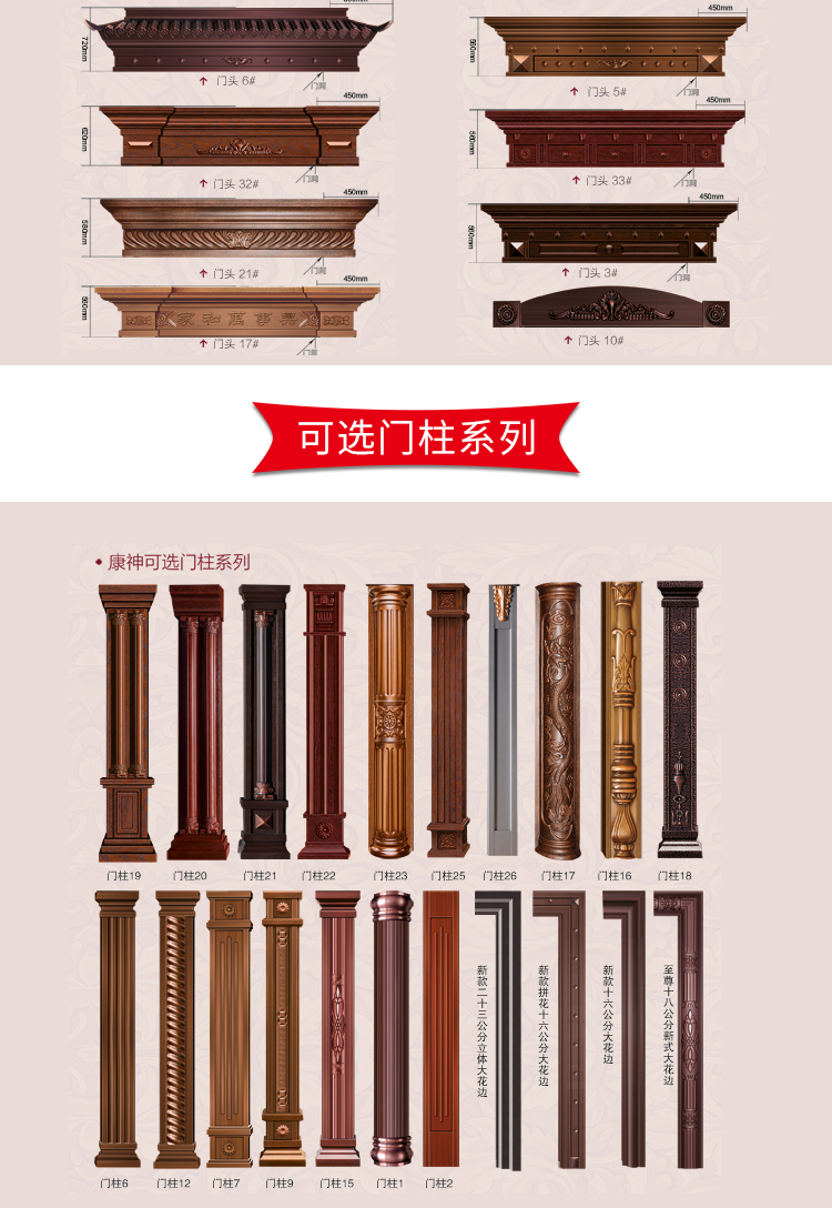 康神别墅大门非标门进户门不锈钢门锌合金甲级门大门防盗门仿铜门(图14)