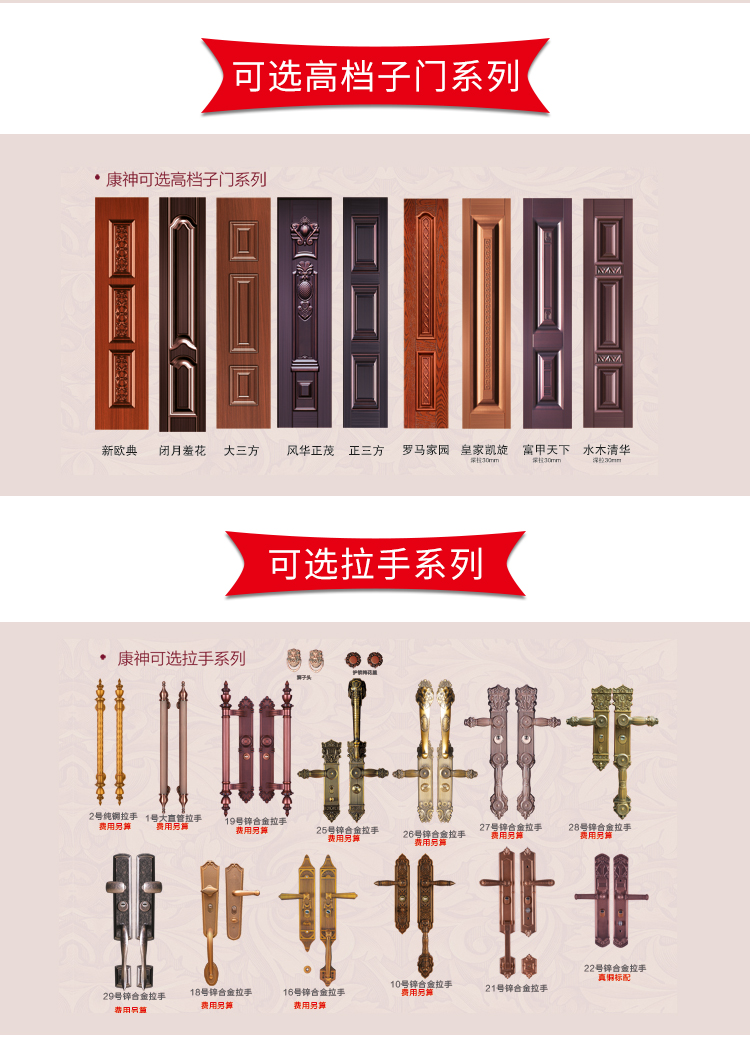 康神别墅大门非标门进户门不锈钢门锌合金甲级门大门防盗门仿铜门(图15)