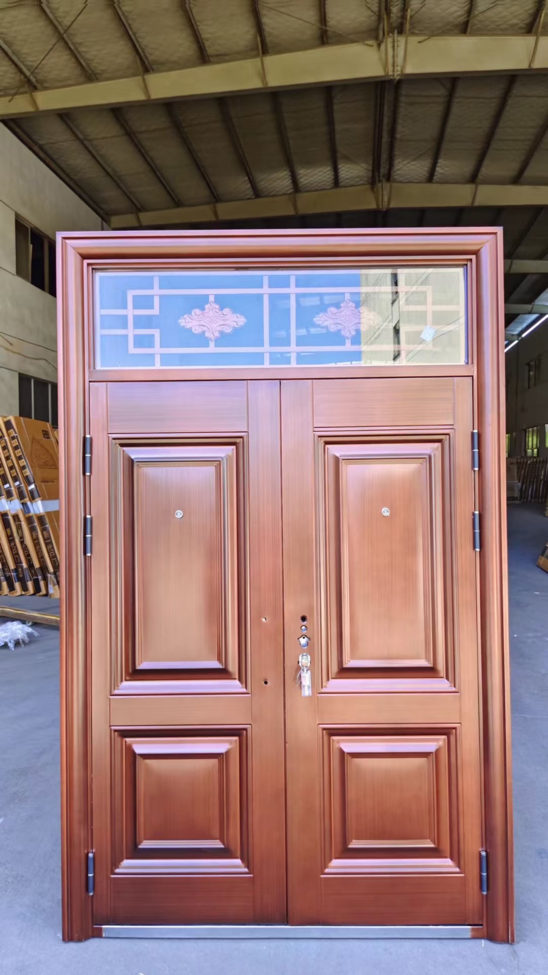 楼宇门仿铜单元门楼道门小区门定制对开大非标门(图2)