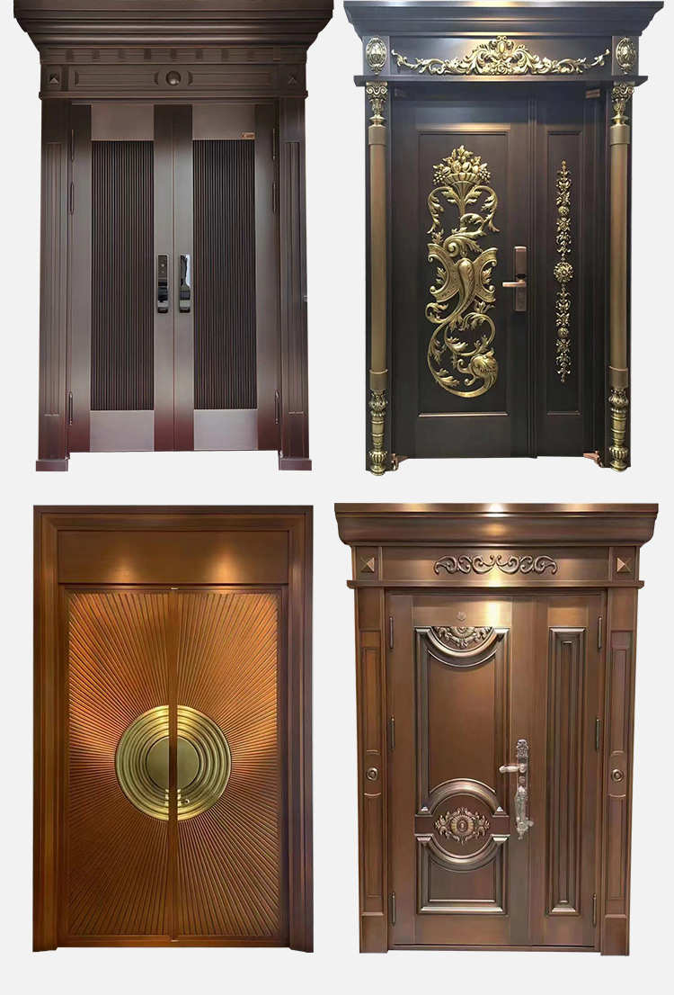 别墅大门对开入户门进户门非标定制纯铜门子母门双开门防盗门家用(图14)