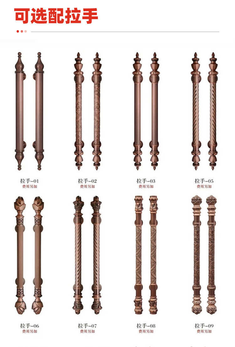 别墅大门对开入户门进户门非标定制纯铜门子母门双开门防盗门家用(图19)