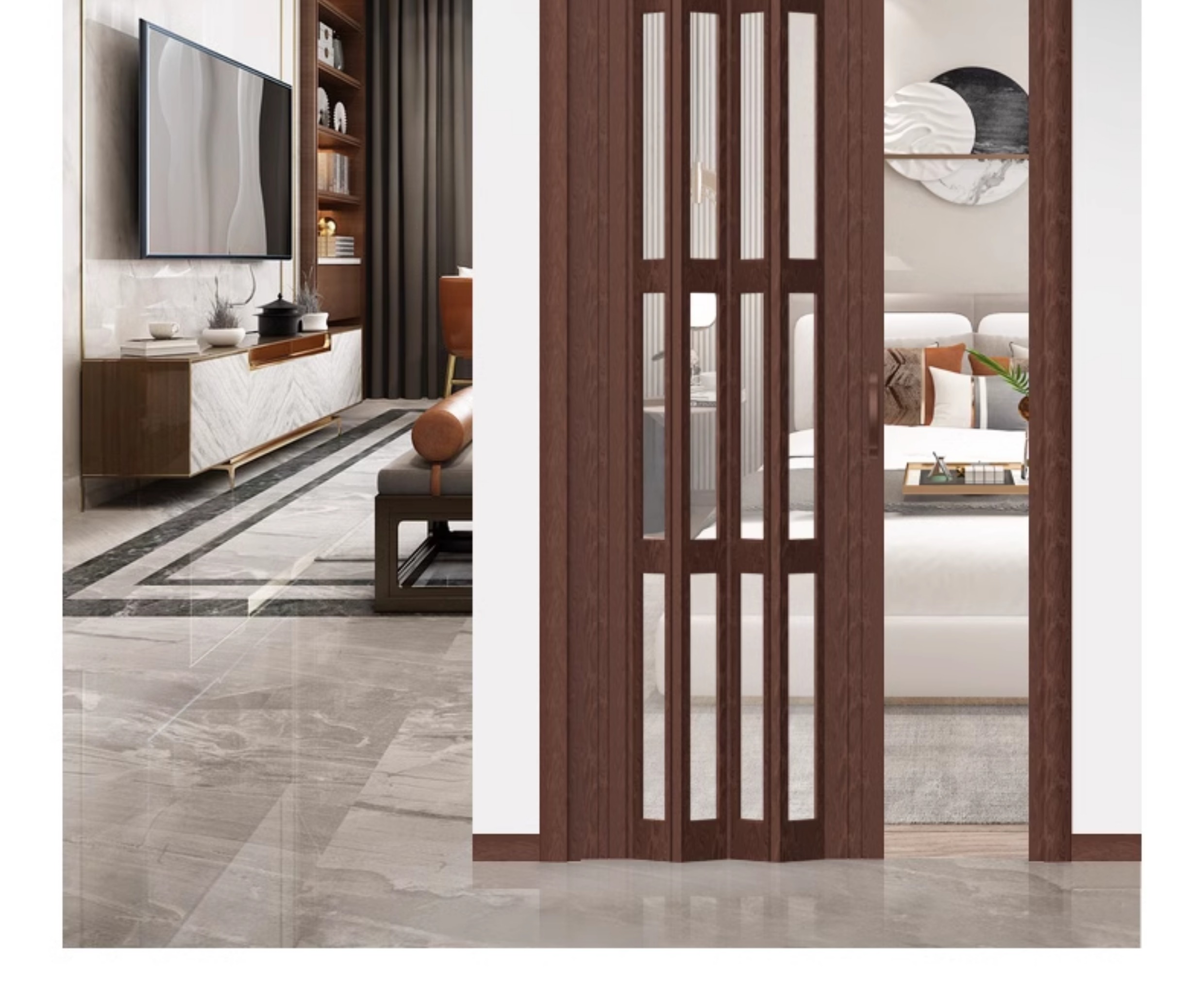 PVC折叠门隔断门厨房门家用无下轨卫生间厕所阳台隐形简易推拉门(图23)