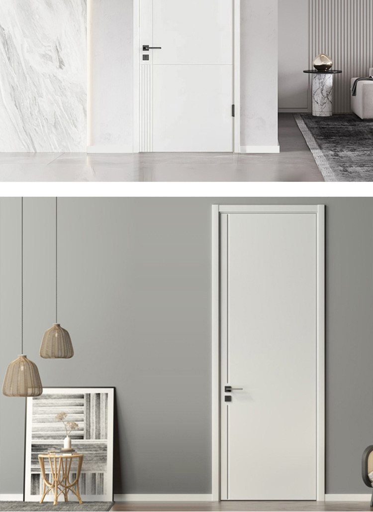 杭州木门实木复合烤漆门室内门免漆门法式扣线门实木多层隐形门(图3)