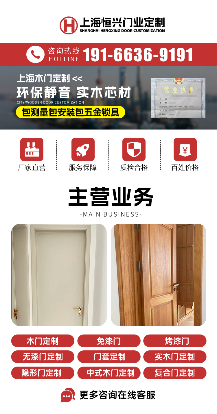 上海卧室门实木复合多层烤漆门免漆门定做实木门定制室内门包安装(图3)