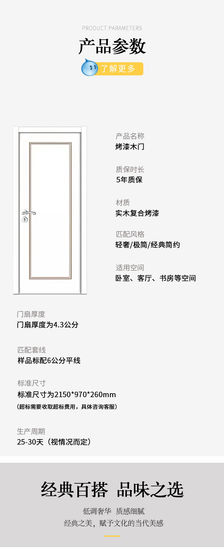 实木复合门多层烤漆卧室书房全屋定制轻奢极简生态静音隐形格栅门(图3)