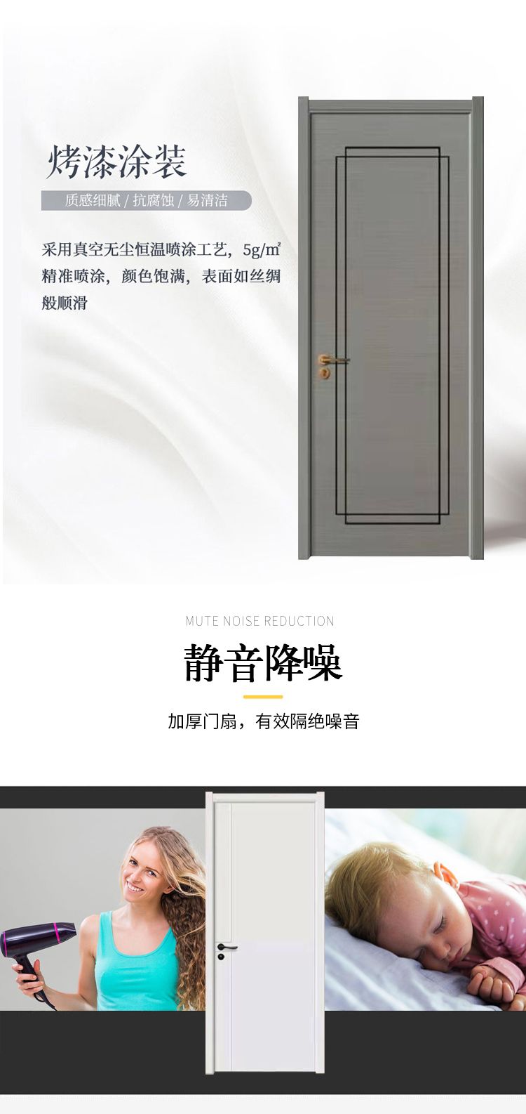 实木复合门多层烤漆卧室书房全屋定制轻奢极简生态静音隐形格栅门(图2)