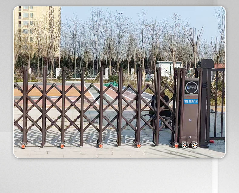 恒泰门业电动伸缩门别墅庭院门高档小区分段门大门自动铝合金门(图9)