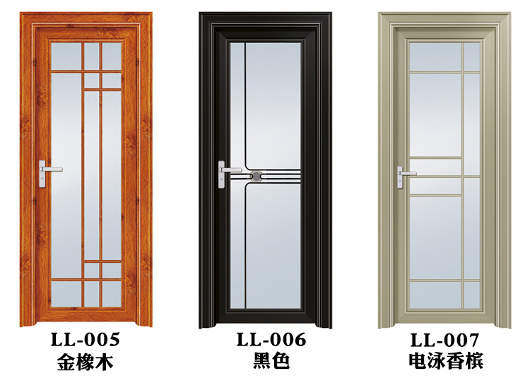 龙銮厕所门铝合金卫生间门淋浴门防水浴室门3c钢化玻璃门白色平开(图6)