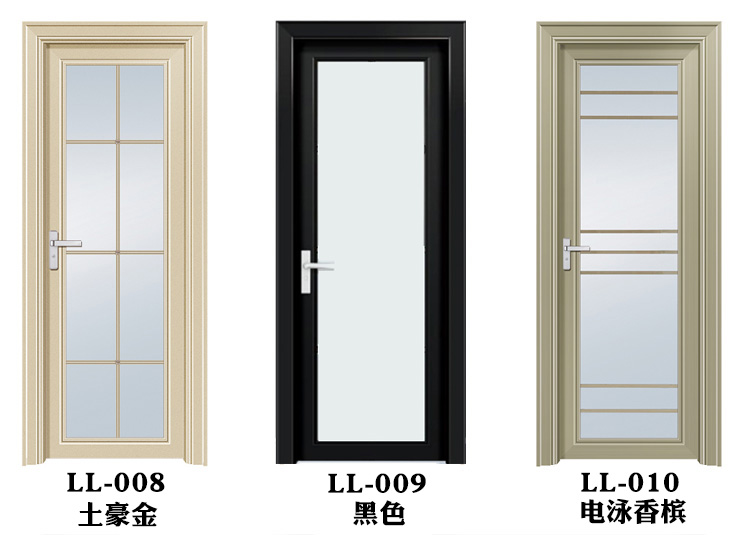 龙銮厕所门铝合金卫生间门淋浴门防水浴室门3c钢化玻璃门白色平开(图7)