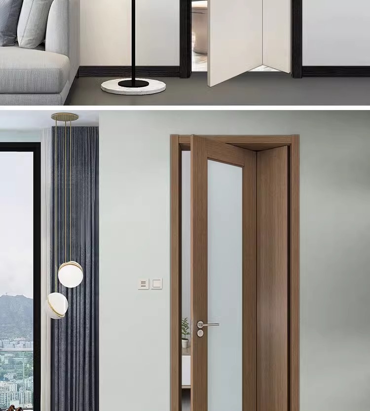 折叠门三七门实木定制玻璃门室内门卧室门现代简约隔断门隐形门(图6)