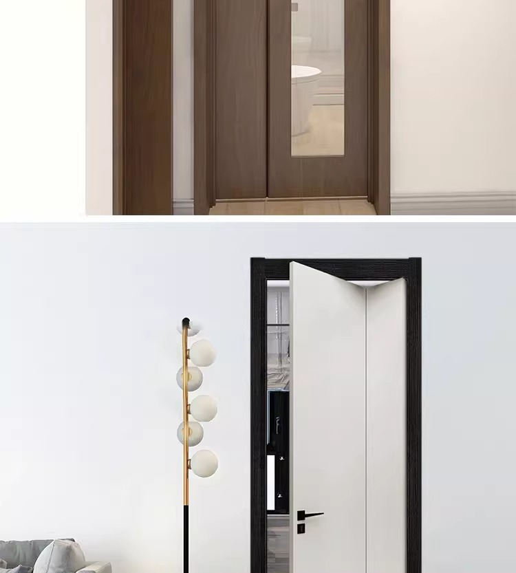 折叠门三七门实木定制玻璃门室内门卧室门现代简约隔断门隐形门(图5)