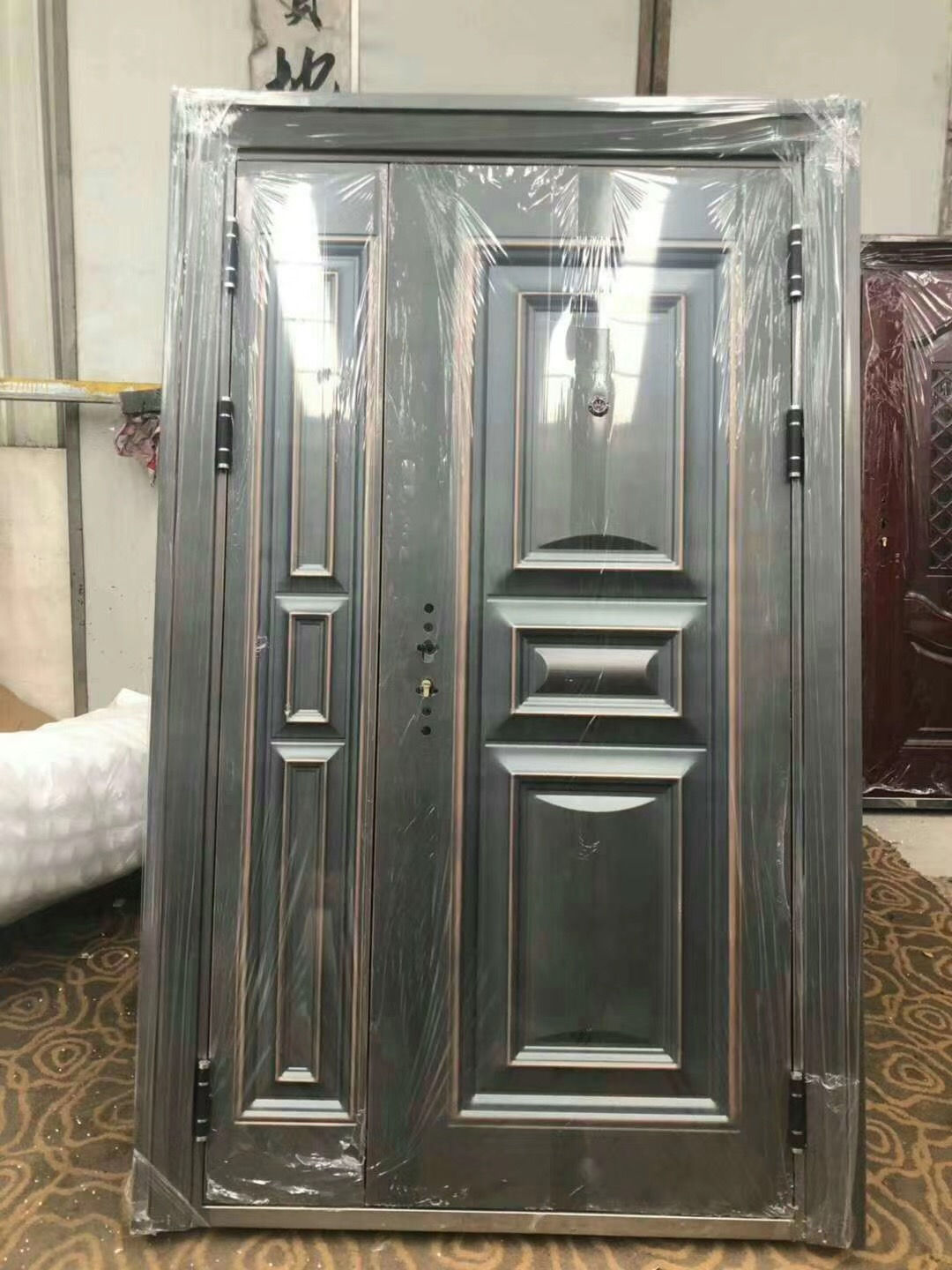 甲级防盗门家用进户入户门锌合金工程门别墅进户门子母防晒防水门(图4)