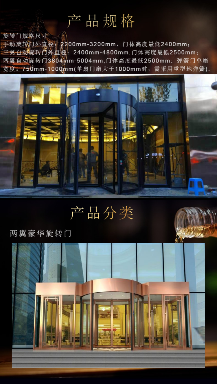 旋转门厂家直销两翼三翼电动手动专业定制酒店自动感应门肯德基门(图2)