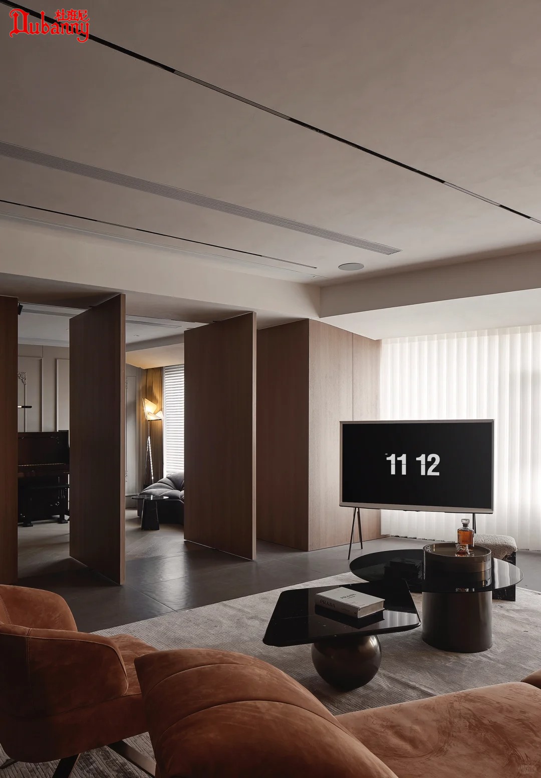 隔断门意式复古隐藏门旋转中偏轴门联动门折叠门扇无轨推拉折叠门(图11)