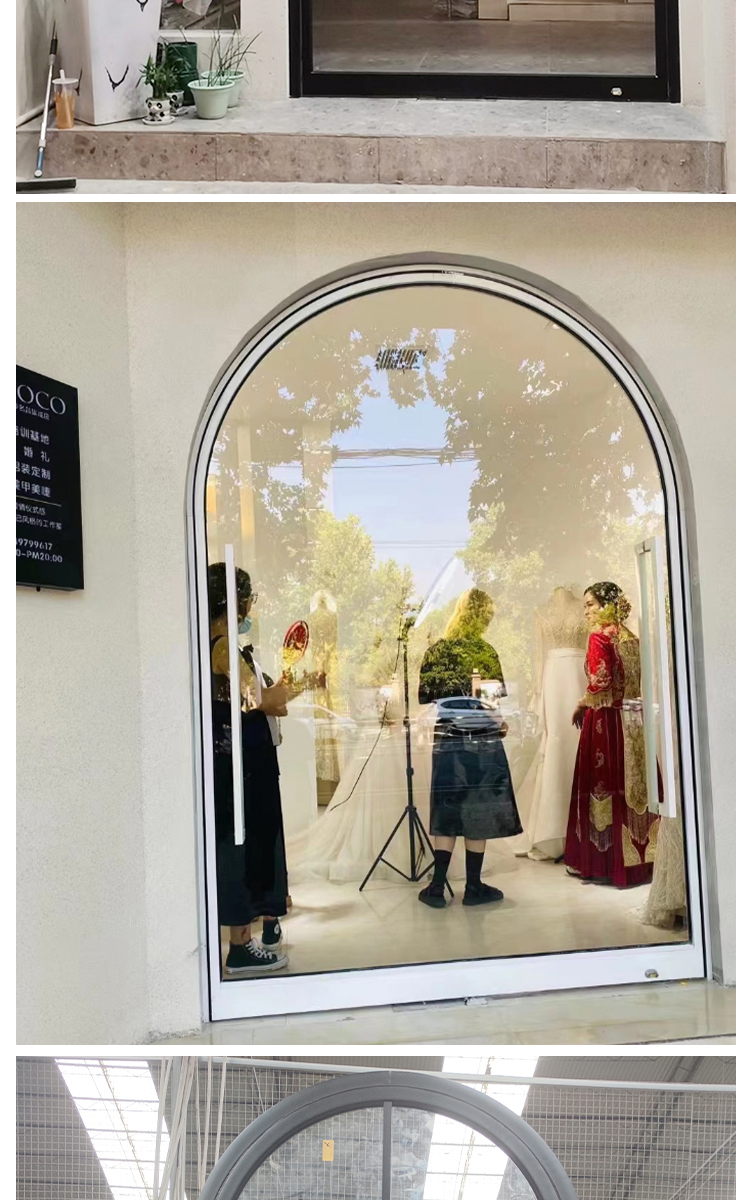 网红门拱形360度服装店门店定制门设计中轴地高端旋转玻璃门(图9)