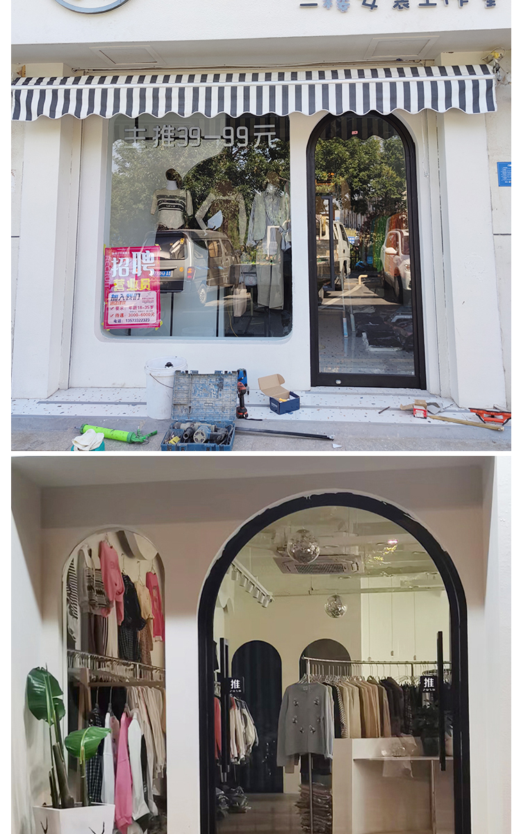 网红门拱形360度服装店门店定制门设计中轴地高端旋转玻璃门(图8)