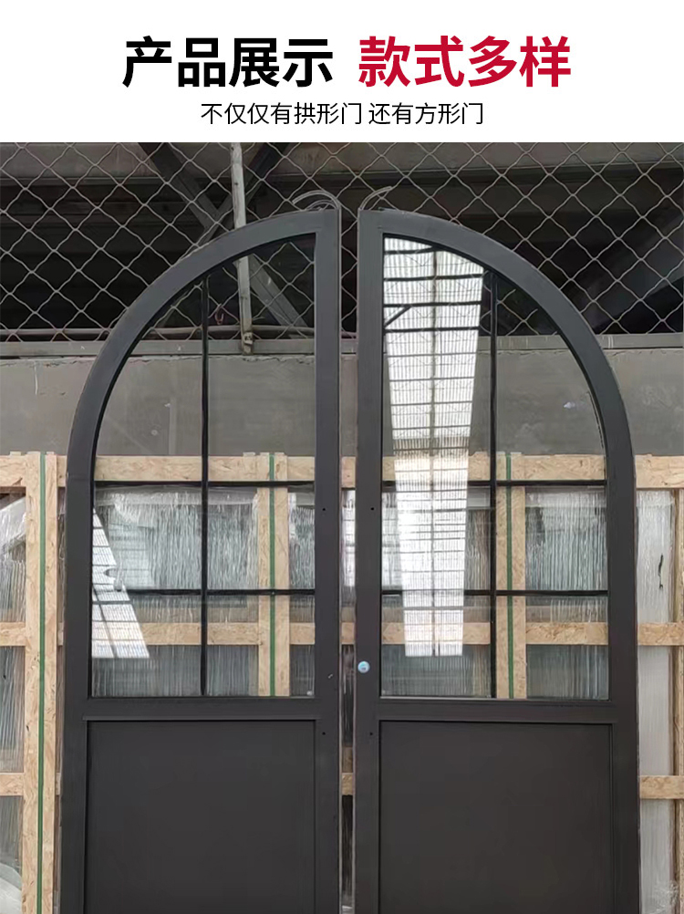 网红门拱形360度服装店拱形门设计中轴地弹簧门单双开旋转玻璃门(图8)