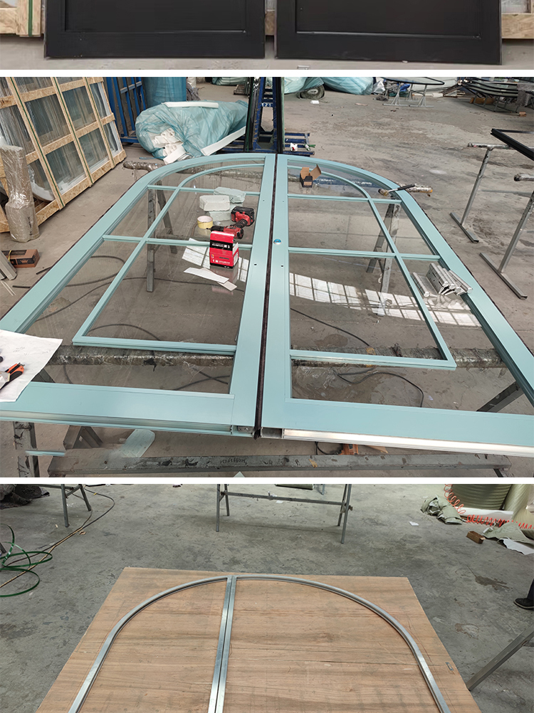 网红门拱形360度服装店拱形门设计中轴地弹簧门单双开旋转玻璃门(图9)