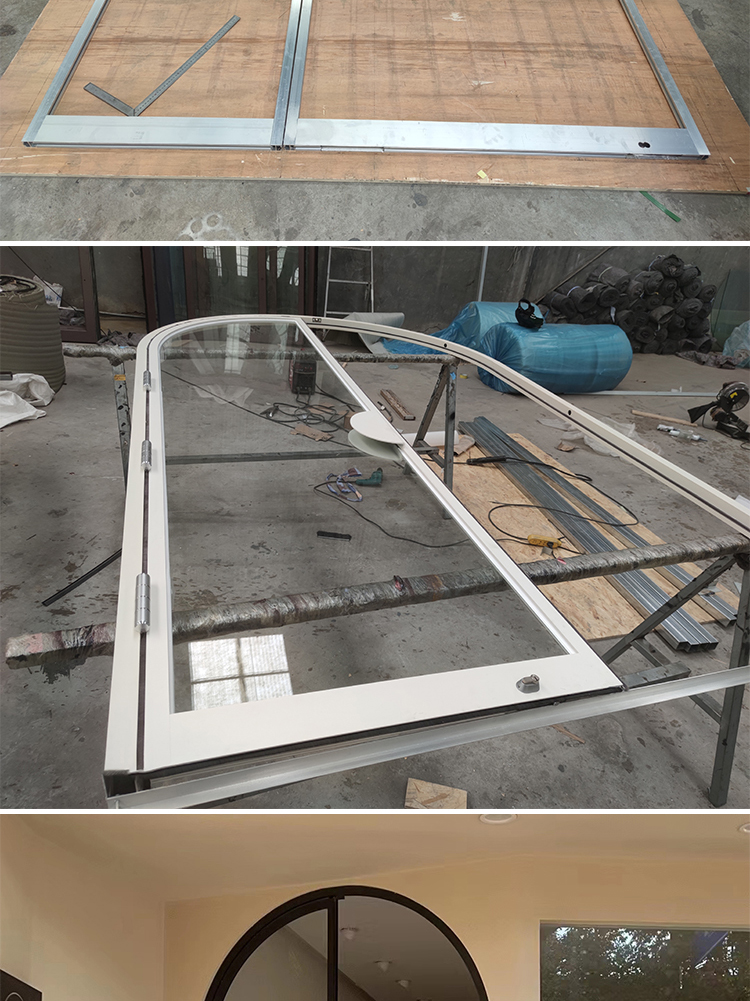 网红门拱形360度服装店拱形门设计中轴地弹簧门单双开旋转玻璃门(图10)