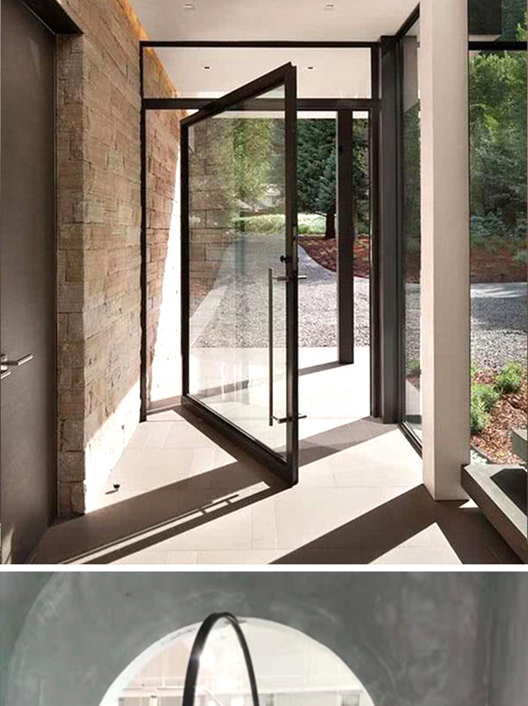 网红门拱形360度服装店拱形门设计中轴地弹簧门单双开旋转玻璃门(图14)