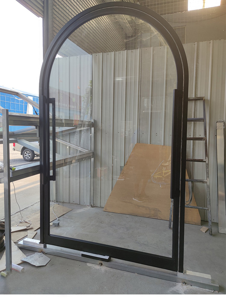 网红门拱形360度服装店拱形门设计中轴地弹簧门单双开旋转玻璃门(图17)