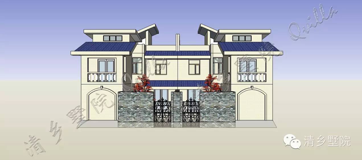 农村别墅兄弟双拼图纸_农村兄弟双拼二层半别墅户型图_新户型兄弟双拼别墅
