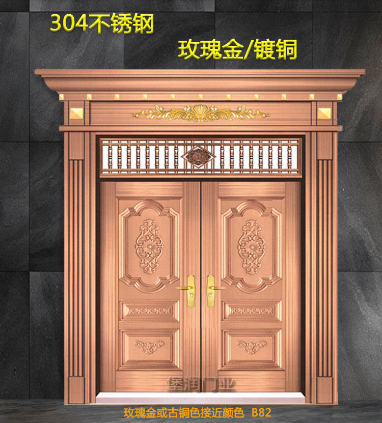 304不锈钢门防盗门进户门对开门罗马柱大门农村大门阳台门庭院门(图4)