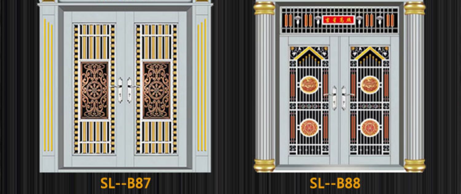 304不锈钢门防盗门进户门对开门罗马柱大门农村大门阳台门庭院门(图11)