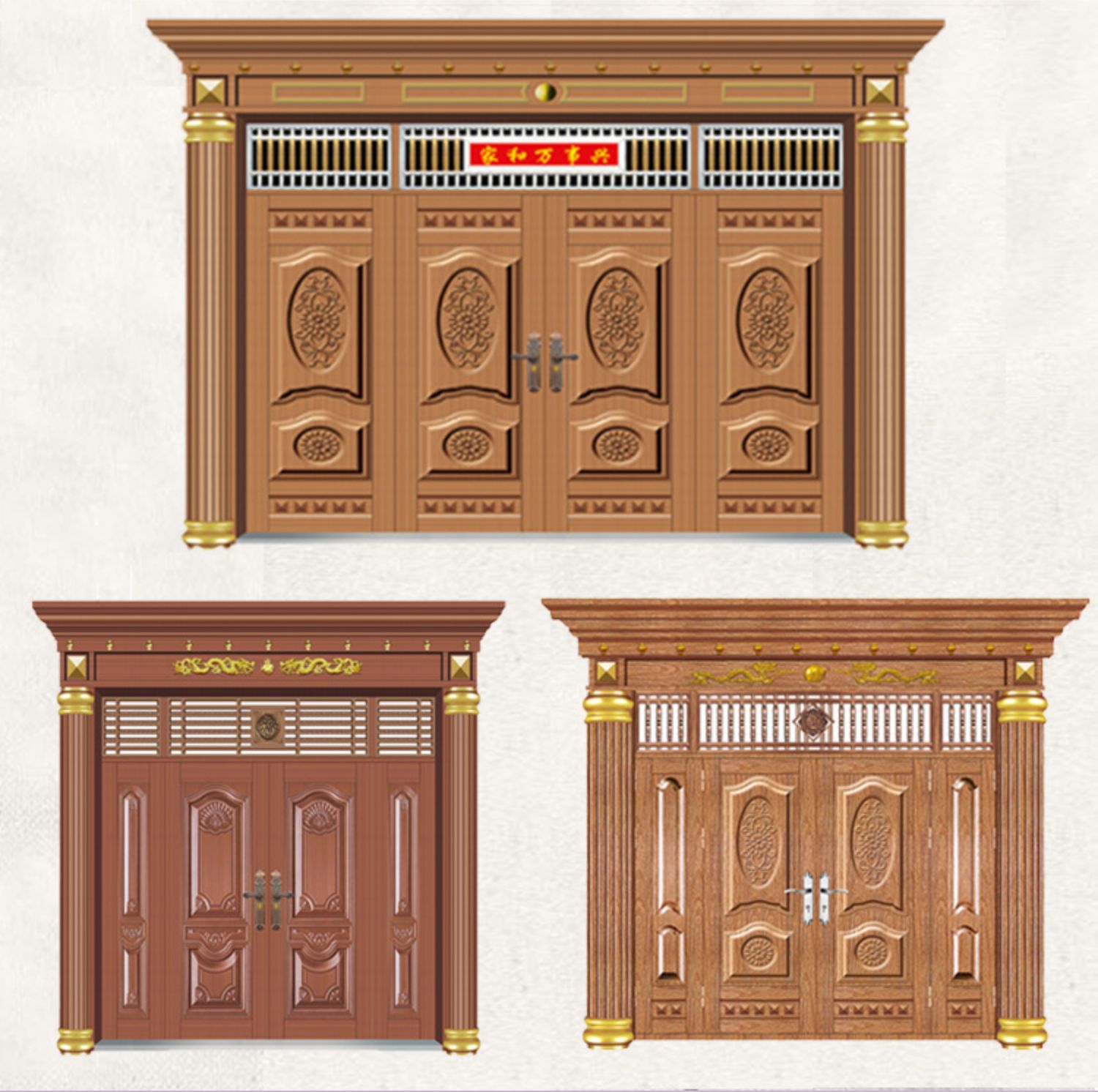 304不锈钢门防盗门进户门对开门罗马柱大门农村大门阳台门庭院门(图26)