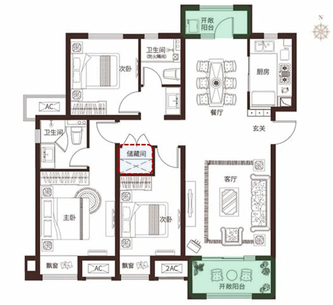 不同面积段:“大三房”户型设计,改善迭代升级!(图11) 户型设计app_户型设计平面图_户型设计