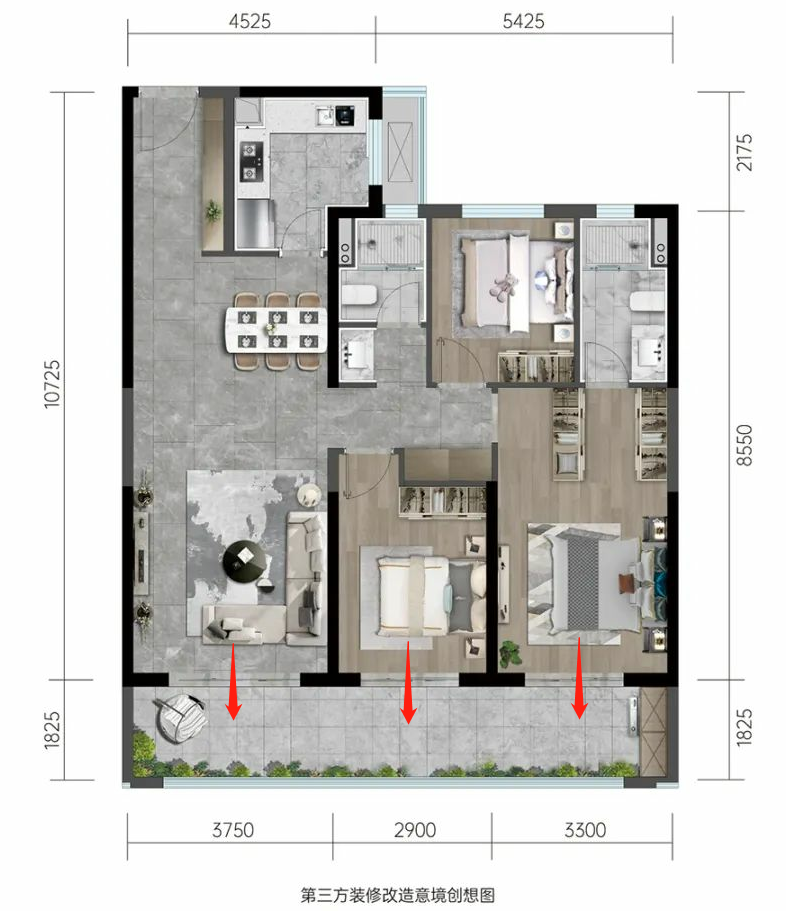 不同面积段:“大三房”户型设计,改善迭代升级!(图12) 户型设计平面图_户型设计_户型设计app
