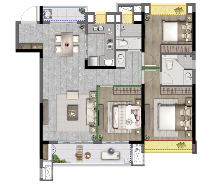 不同面积段:“大三房”户型设计,改善迭代升级!(图15) 户型设计平面图_户型设计_户型设计app