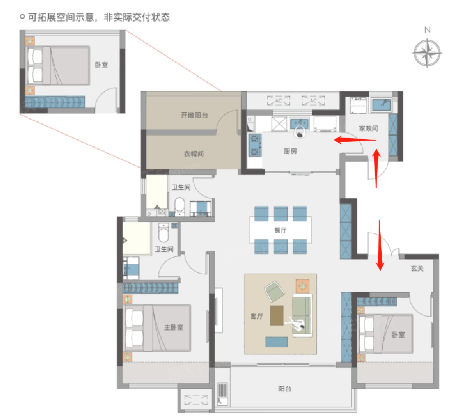 不同面积段:“大三房”户型设计,改善迭代升级!(图19) 户型设计平面图_户型设计app_户型设计
