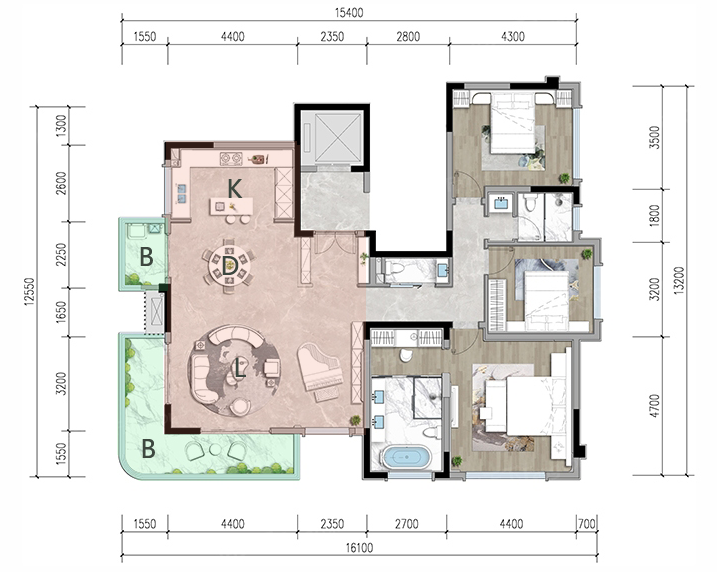 不同面积段:“大三房”户型设计,改善迭代升级!(图26) 户型设计app_户型设计平面图_户型设计