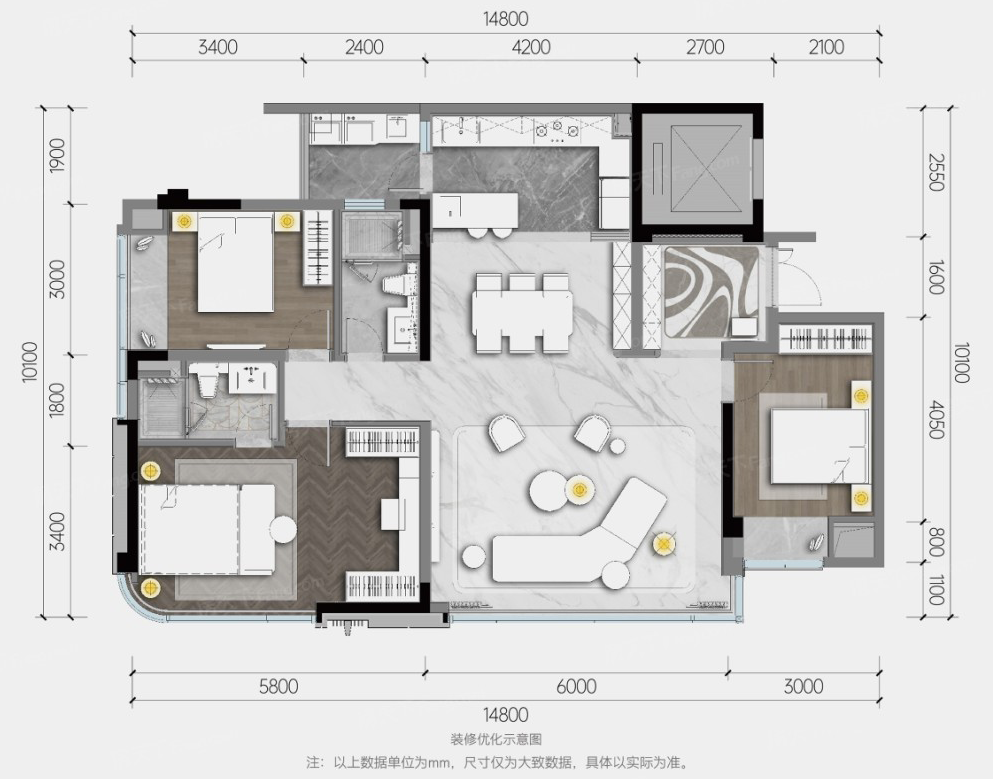 不同面积段:“大三房”户型设计,改善迭代升级!(图6) 户型设计_户型设计app_户型设计平面图